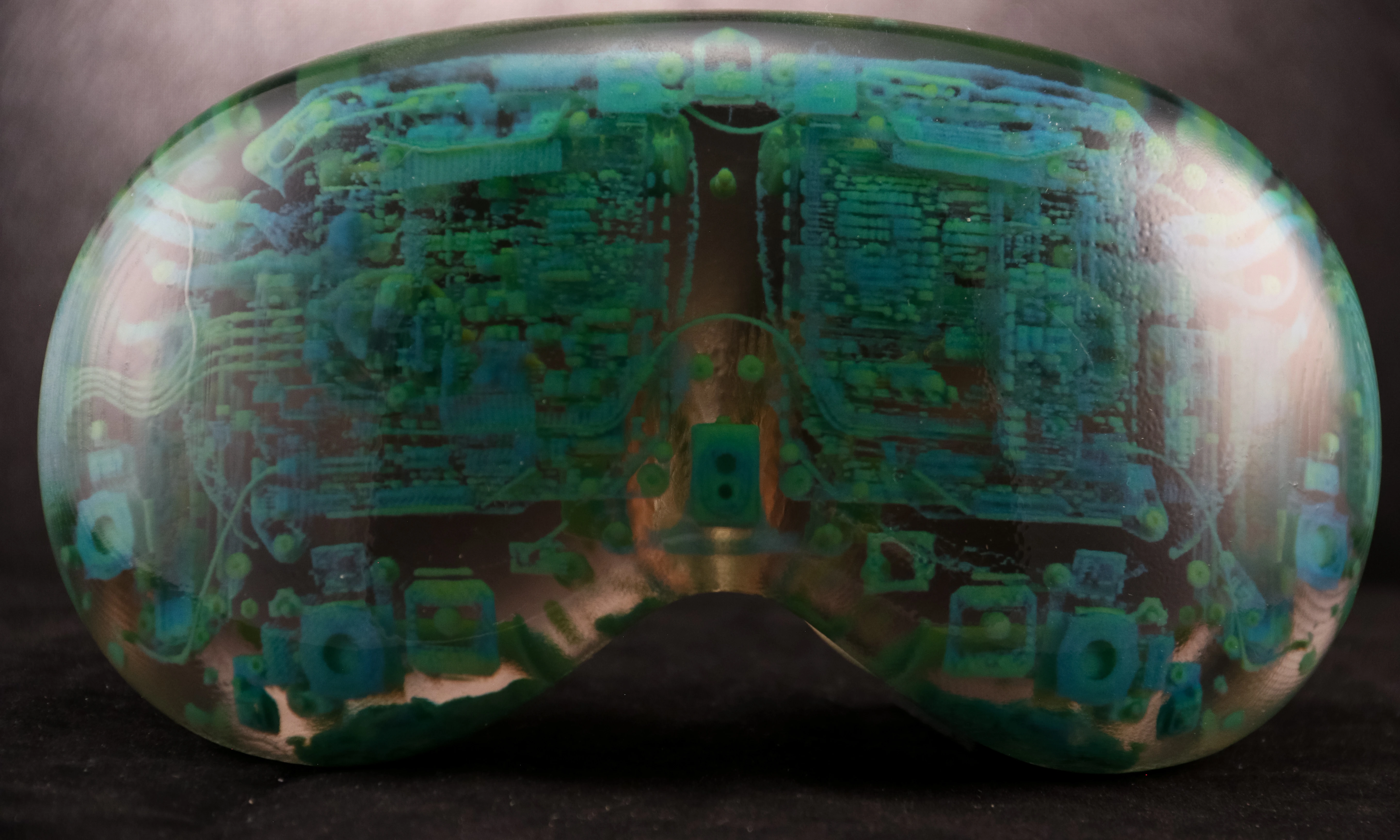 3D printed CT scan of the front of an Apple Vision Pro