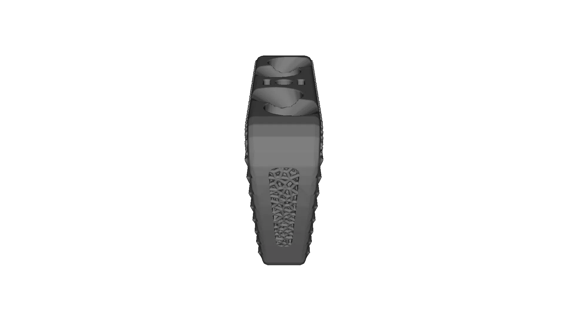 A spinal cage implant whose solid body is filled with a fine beam lattice