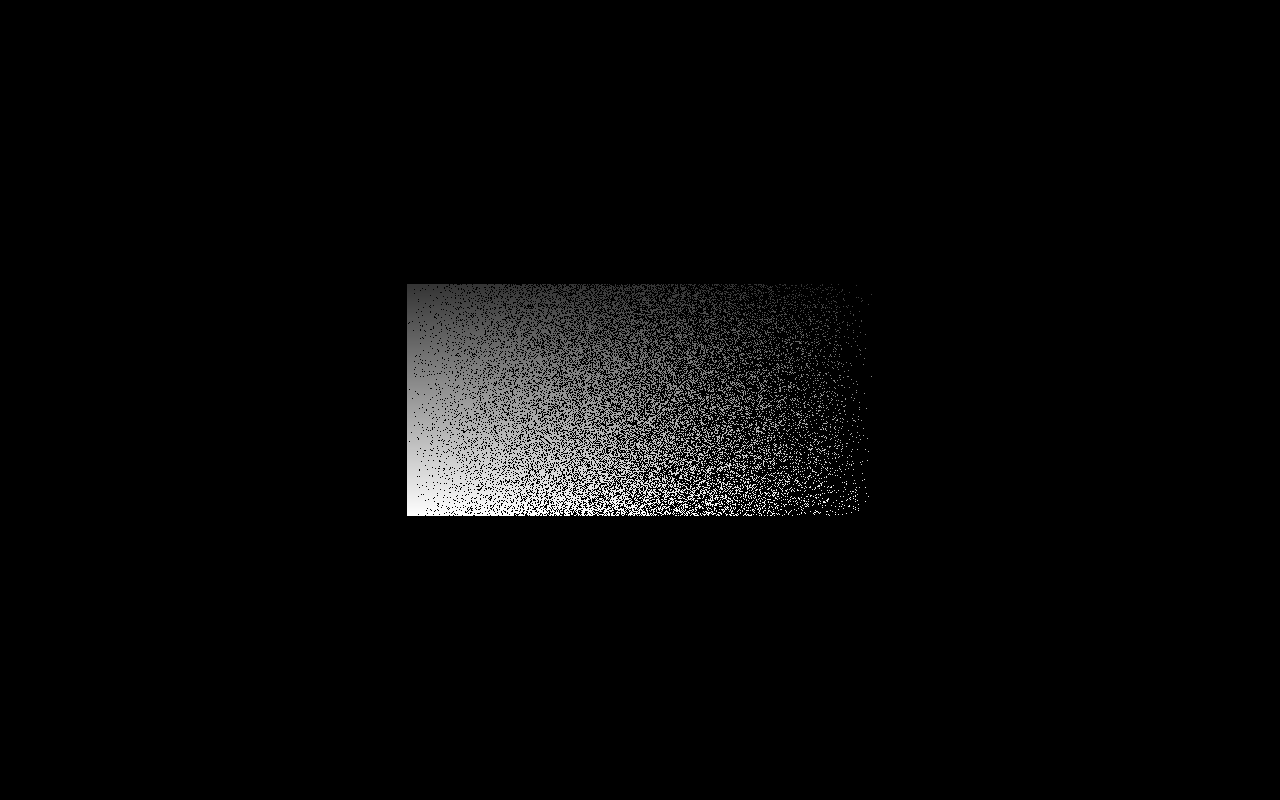 Centered Vat A exposure mask with stochastic red assignments and a grayscale intensity gradient