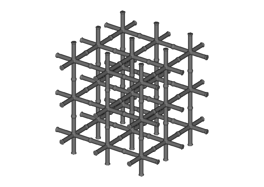 Three by three by three tiling of the custom axis-star graph cell
