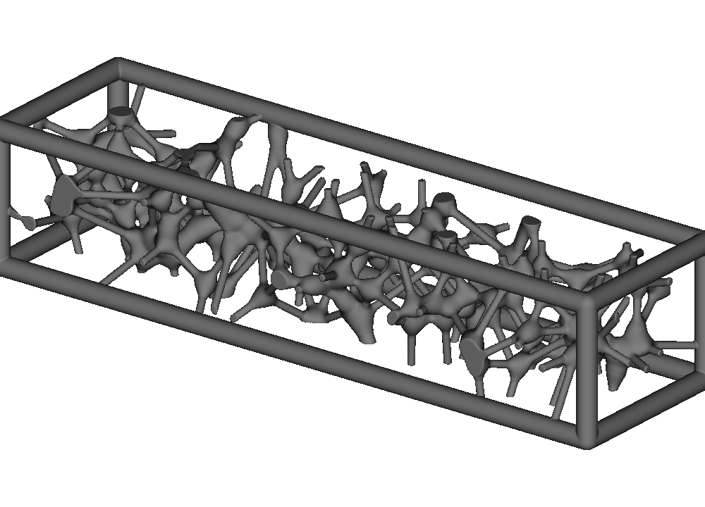 Organic Voronoi beam lattice sharply unioned with a rectangular frame