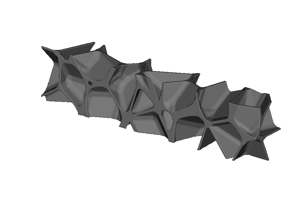 Porous Voronoi plate lattice with organically rounded intersections