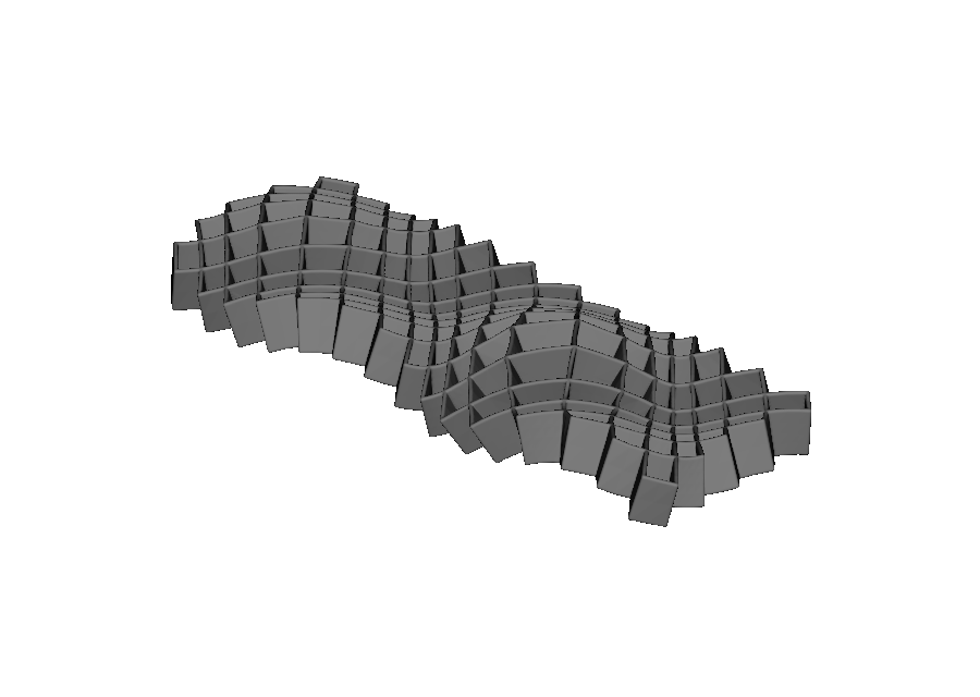 Plate lattice on an elongated undulating triangle-mesh patch