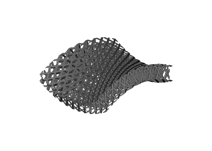 FCC beam lattice on a saddle triangle-mesh patch