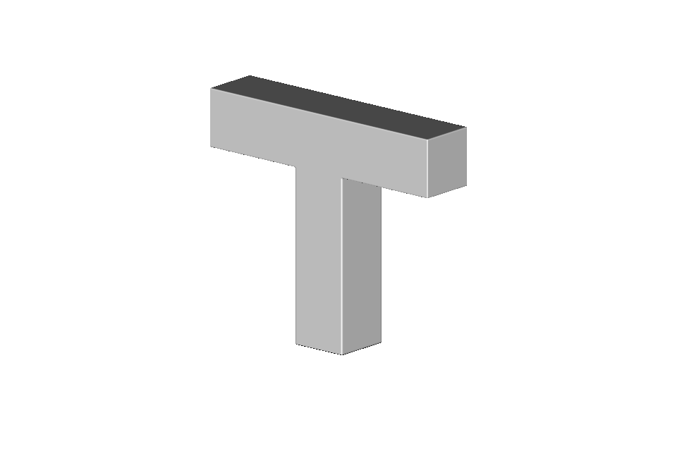 White T-bracket with a vertical stem and a wide crossbar