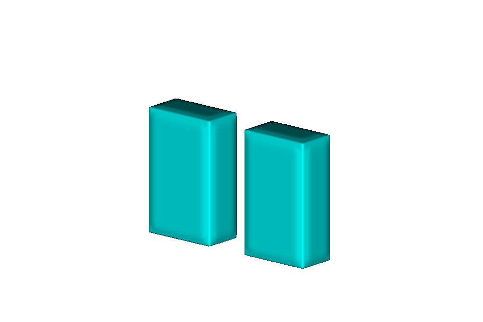 Two cyan columns filling the space under the T-bracket arms