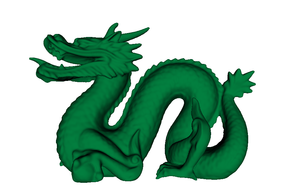 Complete green dragon viewed from the side