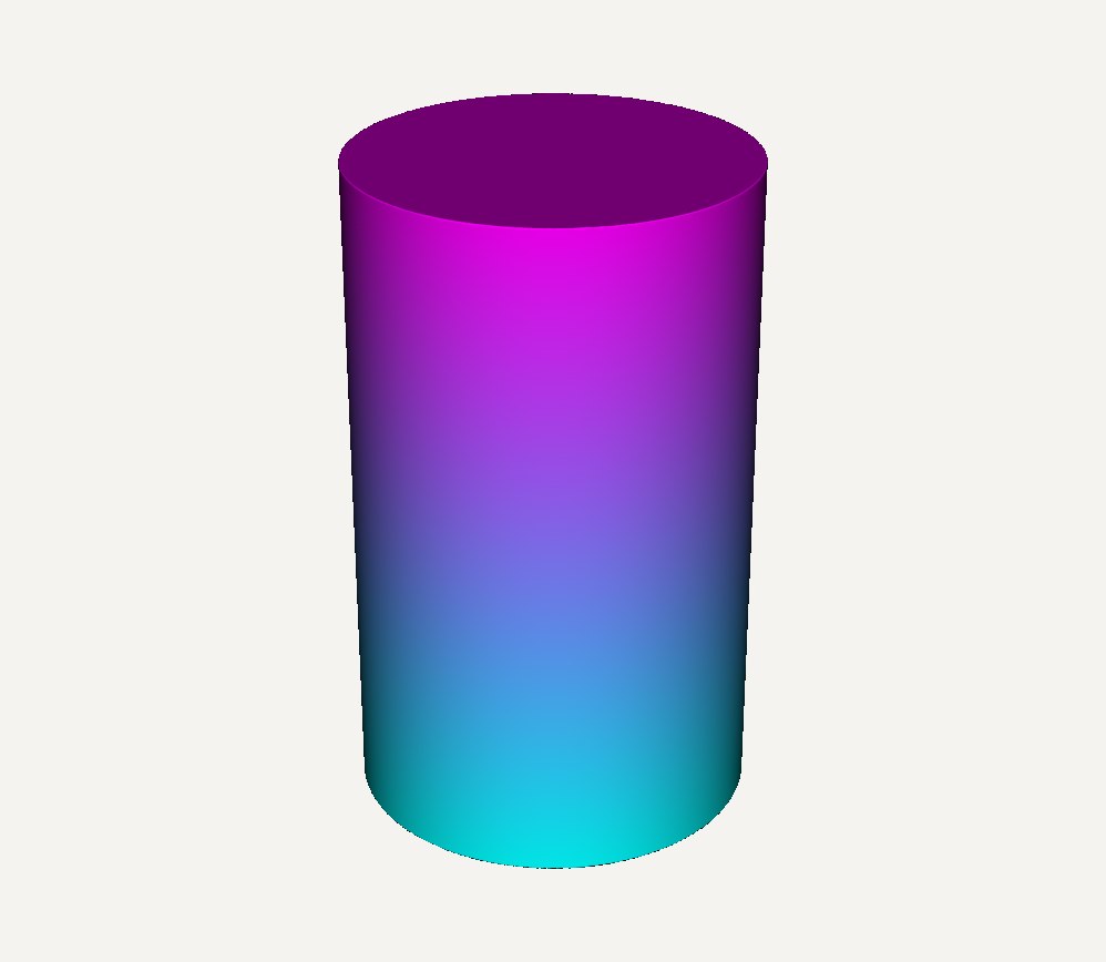 A cylinder shading from cyan at the bottom through purple to magenta at the top.