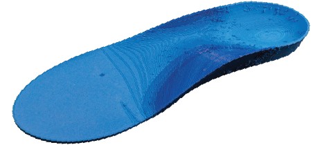 Blue printed insole with a darker band along the arch.